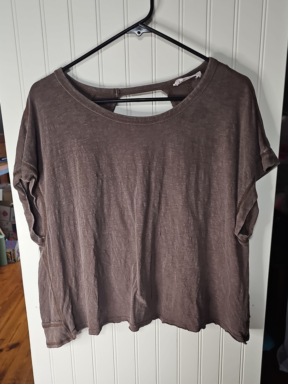 Double Zero Washed Brown Short-Sleeve Tee Oversized